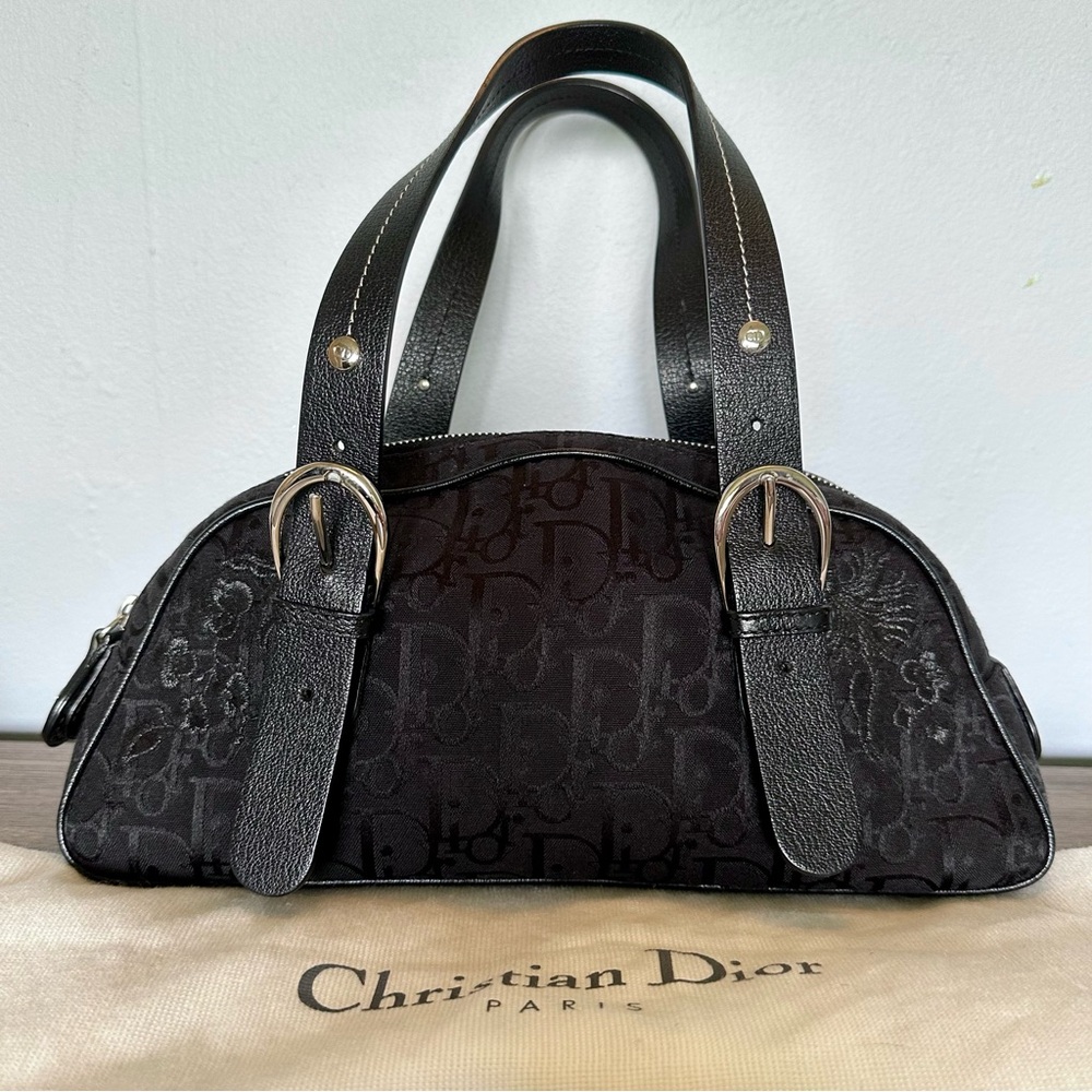 Christian Dior Black Vintage Oblique Flower
Jacquard Bag